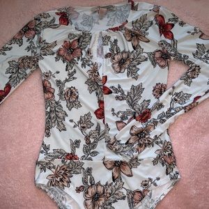 Floral Long-Sleeve Body Suit from Forever 21